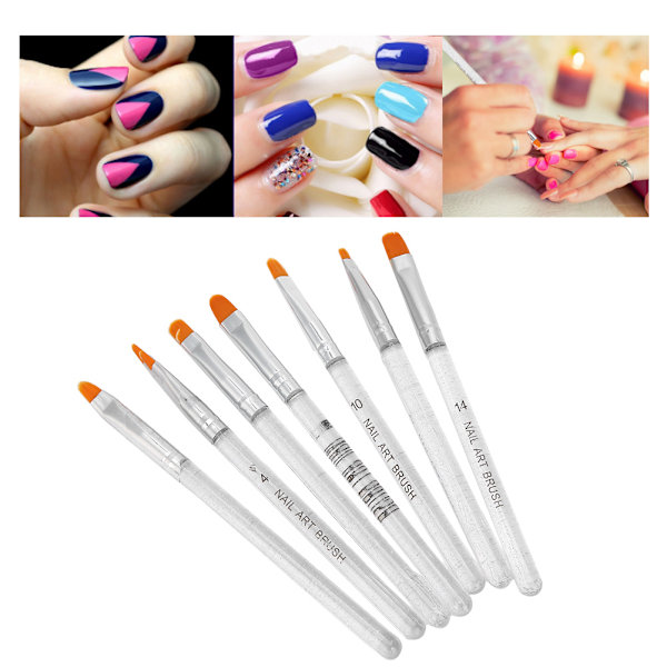 7 kpl Läpinäkyvät Kynsipenssit Nail Art DIY-kuviot Kynsien Maalaus Piirustus UV-geeli Kynä Läpinäkyvä Väri
