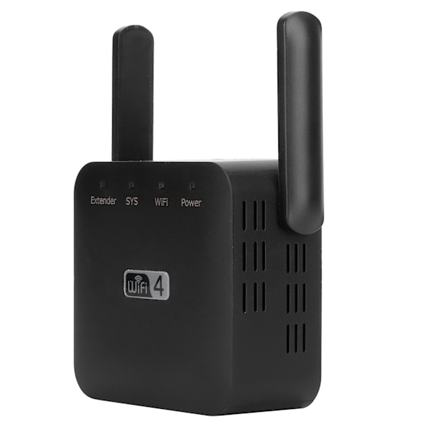 WIFI Repeaters Mini Dobbelt Antenner Signalforstærker Range Extender 300Mbps Sort 100‑240VEU-stik