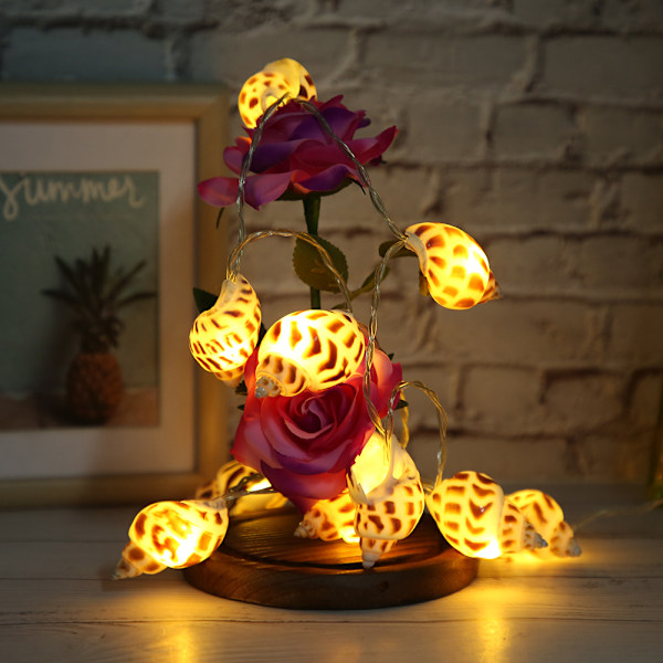 Conch Shape 10LED String Lights Batteridriven för inomhus utomhus födelsedag Bröllop Varmt ljus