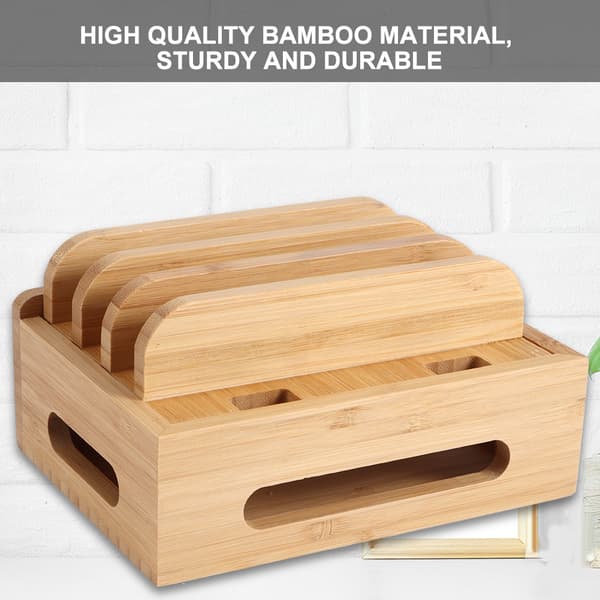 Home Office Desk Bamboo Mobile Phone Storage Stand Charging Rack Storage Organizer