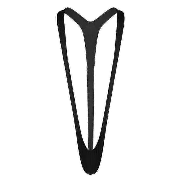 Fluorescerande stretchig Mankini Herrbadkläder Black One Size