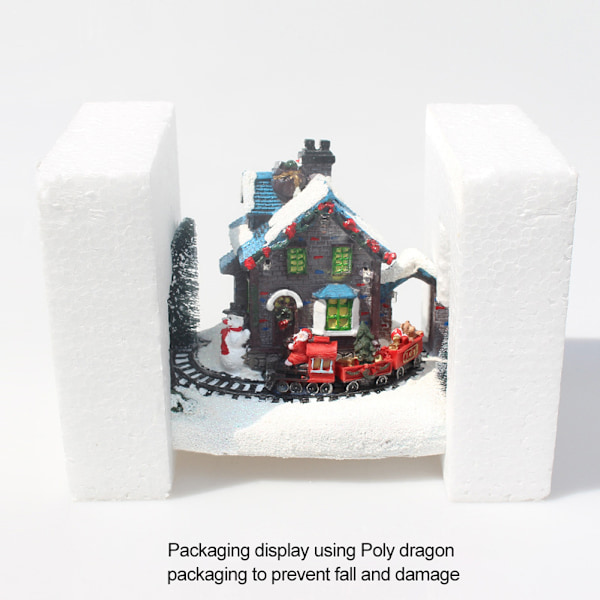 Christmas Village House med LED-ljus Resin Collectable Christmas Scene Village Houses Figurine Ornament Dekoration Gåvor