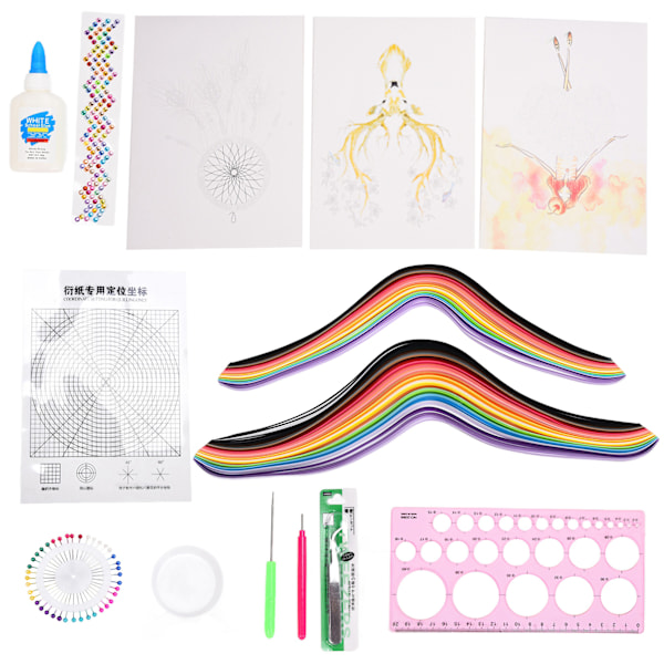 Quilling Tillbehör Hög Hårdhet DIY Produktion Roterande Papper Ljusa Färger Papper Quilling Set