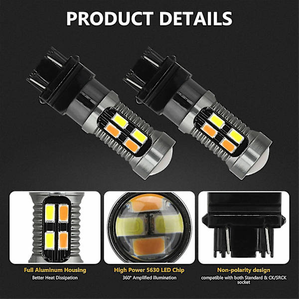 4x Bil LED-lampa Canbus 1157 P21/5w Bay15d Färg Backljus Vit Bärnsten C