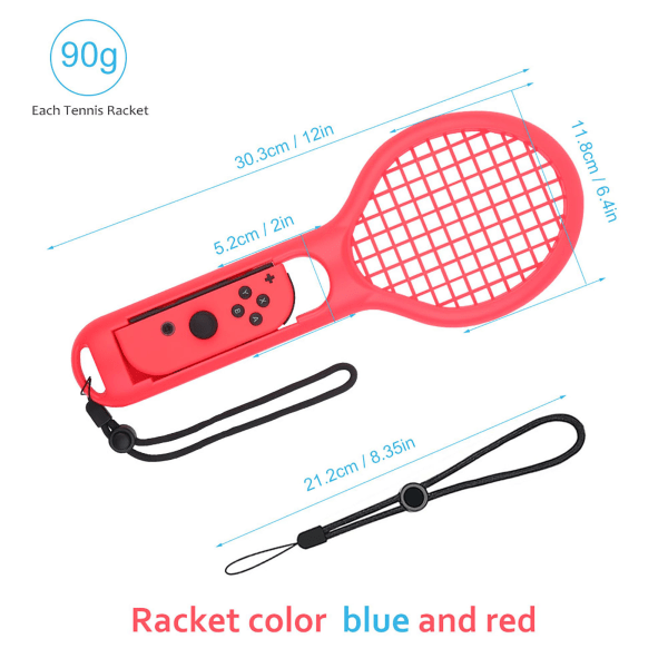 Tennis Racket til Tennis Aces Spil Adventure Model til Spilkonsol Tilbehør Rød Blå