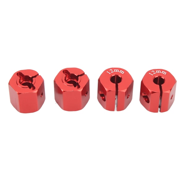 4st 12 mm hexadaptrar Aluminiumlegering 12 mm hjulsexnavsdrivadapter för Axial SCX10 90046 för D90 1/10 RC Bil Röd