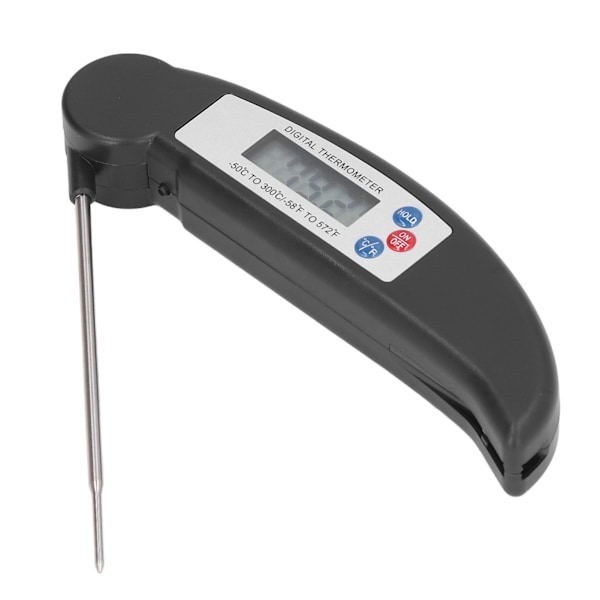 Kötttemperaturmätning Snabb digital mattermometer med vikbar sond för matlagning Svart