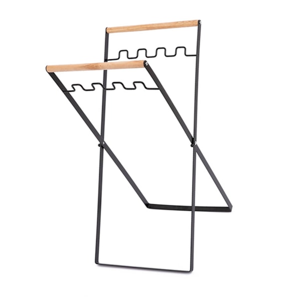 Søppelposeholder i Metall, Bærbar Søppelposeholder for Utendørs, Bladpose Stativ for Camping, Piknik, Kjøkken, Svart