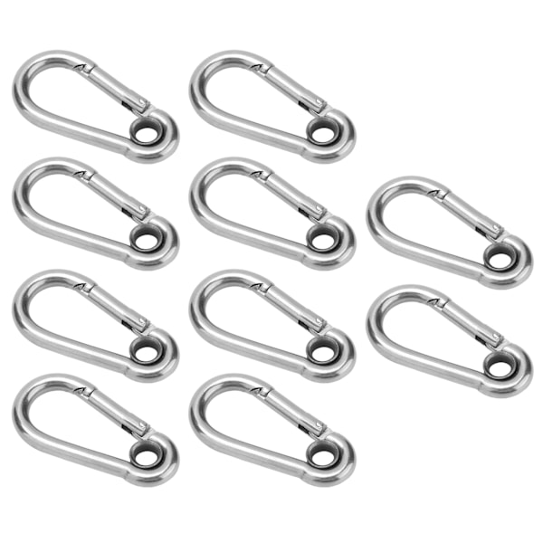 10st Snap Krok Rostfritt stål Säkerhetsrep Fjäder Karbinhake Hängande spänne TillbehörM5(5mm)