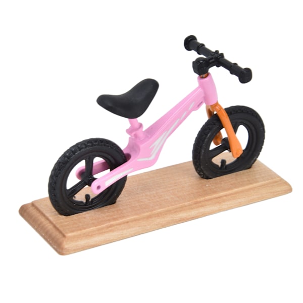 Dukkehust Mini Sykkel Metall Komposit Tre Miniatyr Terrengsykkel for Dukkehust Dekorasjon Rosa
