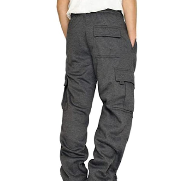 Cargo Pocket Sweatpants för män | Lösa passform Casual byxor | Vår/sommar | XL Svart