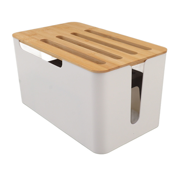 Router Opbevaringsboks Stor Plads Multi Hul Bit Bambus Dæksel Hjem WiFi Router Organizer