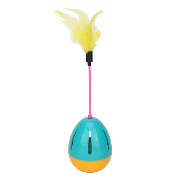 Feather Cat Toy Ljusa färger 360 graders rotation Inbyggd Bell Interactive Kitten Toys Blågrön och Gul