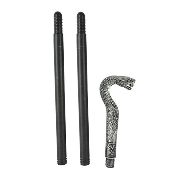 Mystisk Farao Tillbehör Forntida egyptisk stil Personal Scepter Kostym Tillbehör Rekvisita för Halloween Dress Up Fester Silver Snake Head