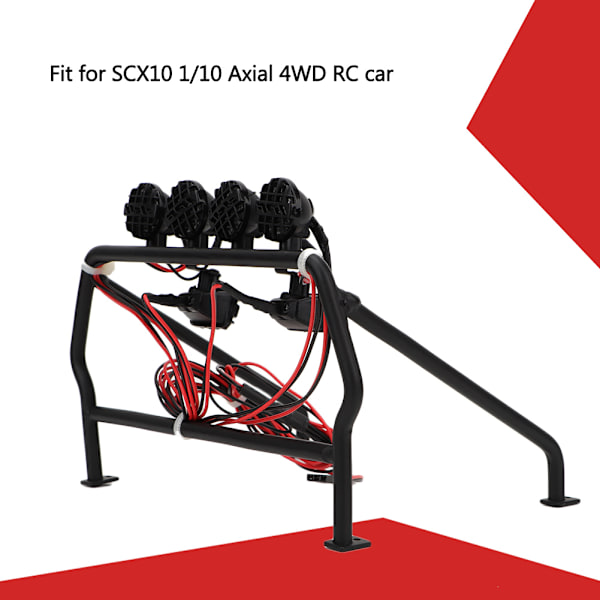 Metallrullbur med 6 LED-lys Passer for SCX10 1/10 Axial 4WD RC-bil