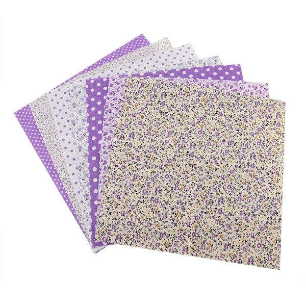 7 st 50*50 cm Bomullstyg DIY Assorted Squares Pre Cut Sängkläder Kit Quarters Bundle (lila)