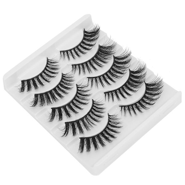5 par professionella tjocka lockiga lösögonfransar Date Makeup Portable lösögonfransar Set011
