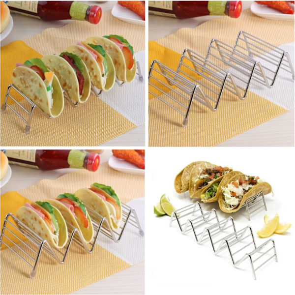 V-formet tacoholder i rustfritt stål Maisrull Vårrulle Tacostativ Pannekake Matstativ 3-4 gitter 6,3x18,5x4,5 cm/2,5x7,3x1,8in