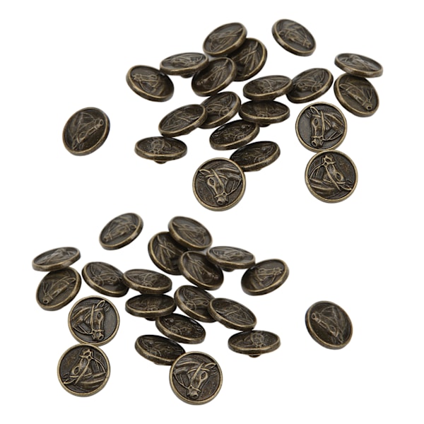 Knapper DIY Antikk Bronse Rund Gravert Hestehode Sink Legering Knapp Dekorasjon
