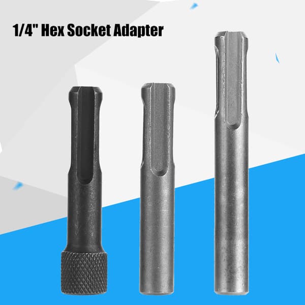 SDS Hammerbor 1/4 tomme Hex Skaft Skruetrækker Bit Holder Socket Adapter Konverter 3-pak