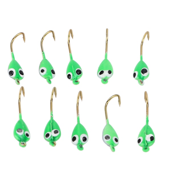 10 Styck Isfiske Jiggar Hullingförsedda Vinter Jigging Lures Mini Krok Tillbehör Grön grodyngel Form
