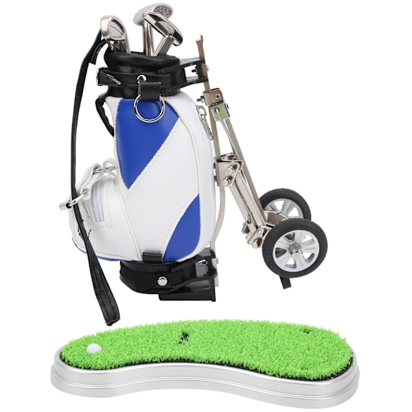 Pöytägolf-kynäsetti 3 kynää ja mini-laukku Znic Alloy golf-kynälaukku pohjan kanssa Sininen valkoinen