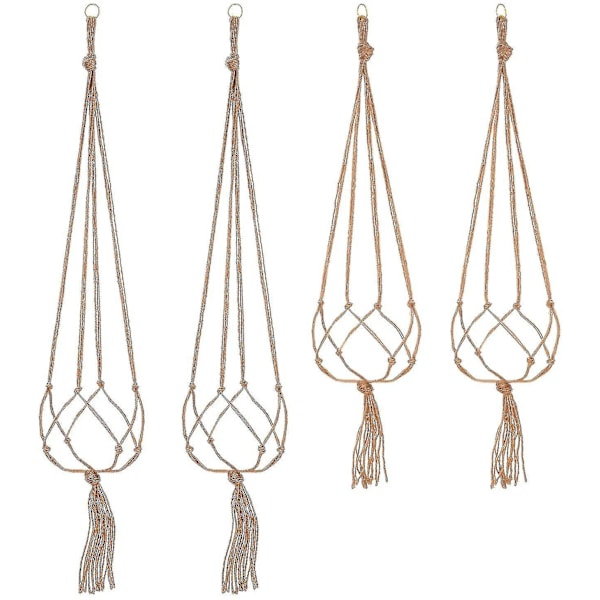 Hängande rep makramé krukväxthållare set - 2 st 105 cm & 2 st 90 cm