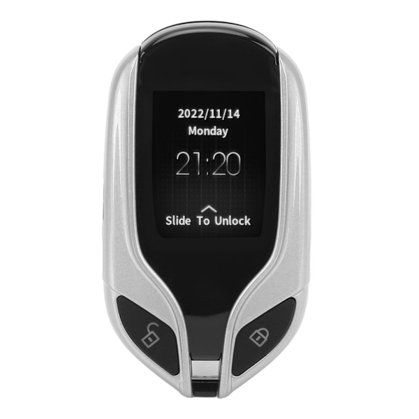 LCD-skærm Smart Key Universal lang standbytid PKE Keyless Entry System til alle modeller med One Button Start Sølv