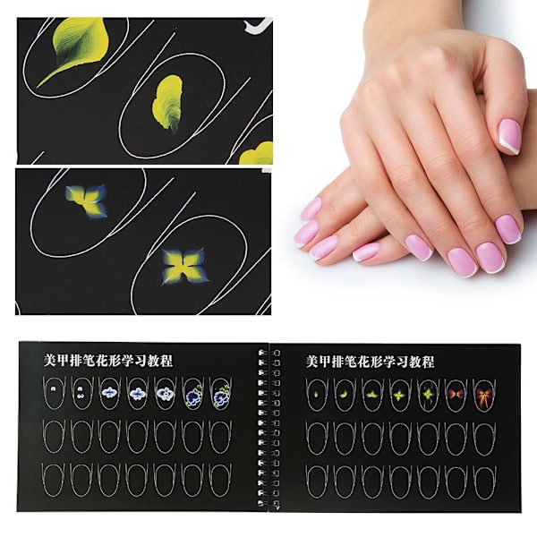 Nagelkonst Övningsmall Lärande pappersbok Manikyr Ritning Måla Övningsböcker 01#