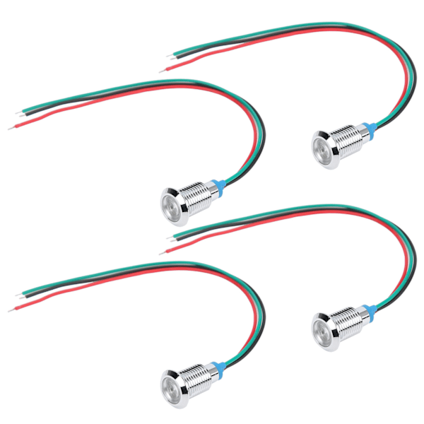 4 set förtrådbundna runda lysdioder Mini Common Anode 2 Färgindikatorlampor 10 mm 110220V (röd och grön)