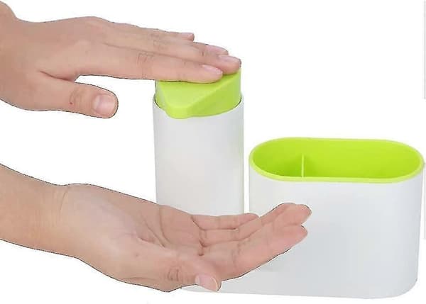 Monobloc vaskorganisator med sæbedispenser, opvaskemiddelrum 17,5 6 16,5 cm, (grøn)