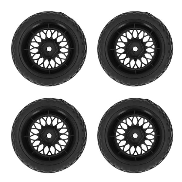 4 stk RC Hjuldekk Gummi Dekk Plast Felg Bedre Grep Stabil 1/10 Gummi Hjul Dekk for 1/10 RC Racing Bil Svart
