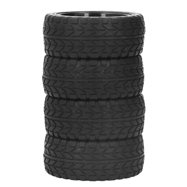 4 stk RC Hjuldekk Gummi Dekk Plast Felg Bedre Grep Stabil 1/10 Gummi Hjul Dekk for 1/10 RC Racing Bil Svart