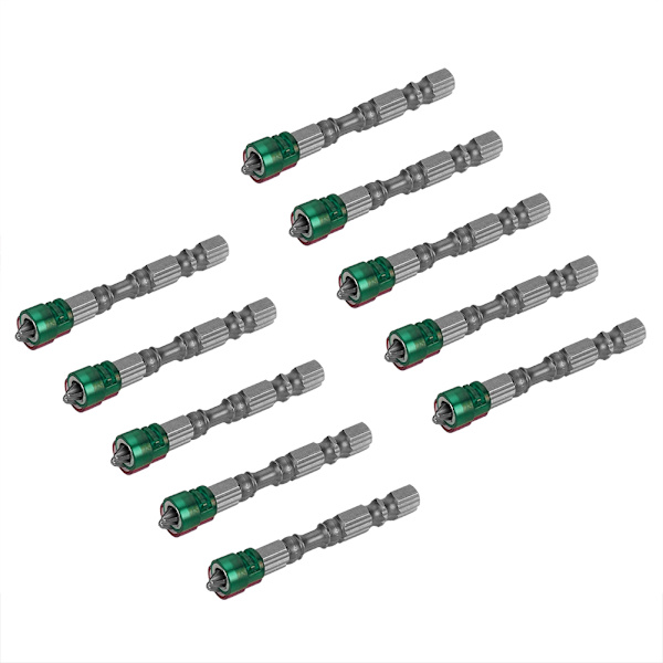 10 kpl 1/4 tuuman kuusiokolovarsi PH2 magneettisia ruuvinvääntimen kärkiä Sähköisiä ruuvinvääntimen kärkiä (vihreä magneetti)