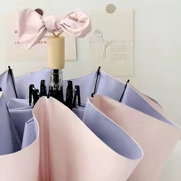 Foldbar paraply UV-blokerende ren farve sort gummi solskærms paraply til regn eller skin rosa og lilla