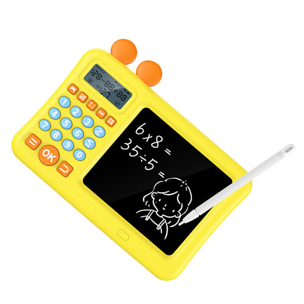 Children's Calculator with Notepad Addition Subtraction Multiplication Division Math Learning Machine with WordPad Yellow