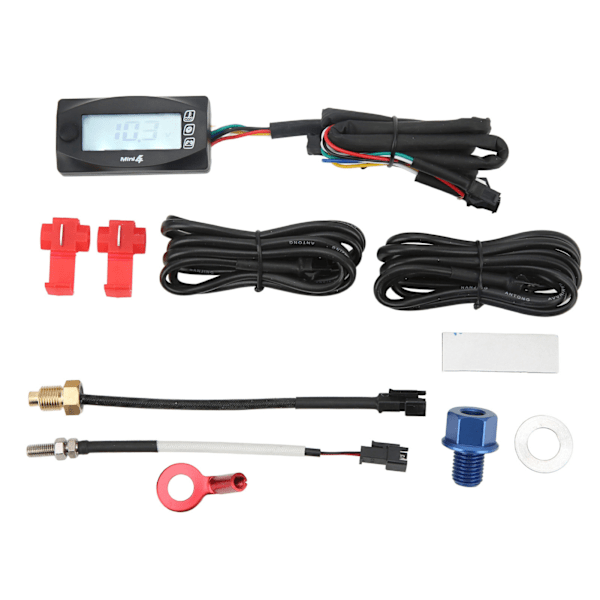 4 i 1 motorcykel termometer Motorolja Temp Spänning Tid LCD Digital Display DC12V Universal M14x1,5