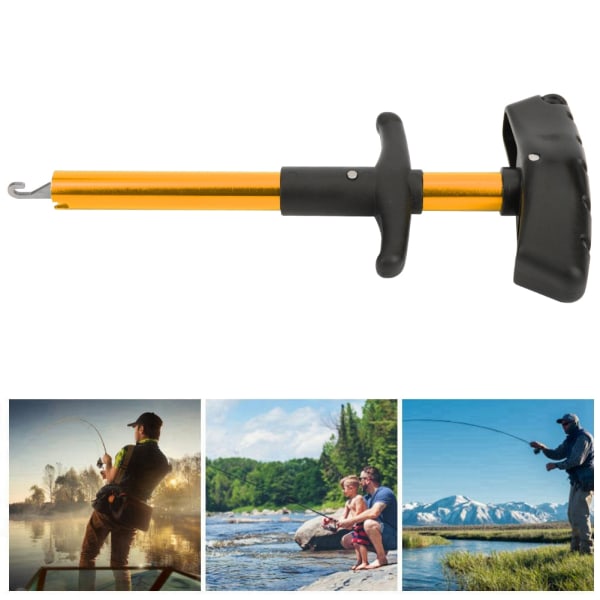 Bärbar TShape Krok Ta bort Verktyg Lossare Fiskkrok Extractor Havsfisketillbehör (guld)