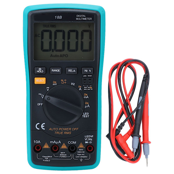 Digital Multimeter Tester Forsinket baggrundsbelysning Høj præcision Elektrisk Voltmeter Tester med overbelastningsbeskyttelse