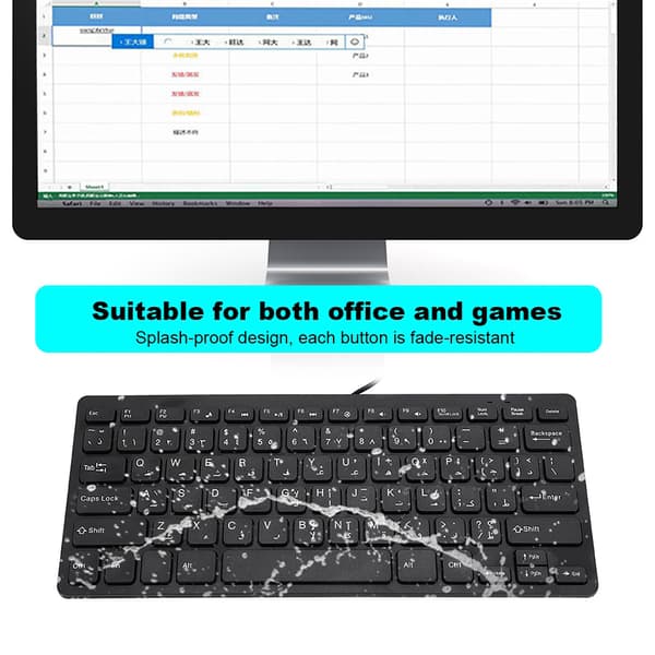 Ultratyndt kablet mini bærbart arabisk tastatur - 78 taster til stationær computer (USB-interface)