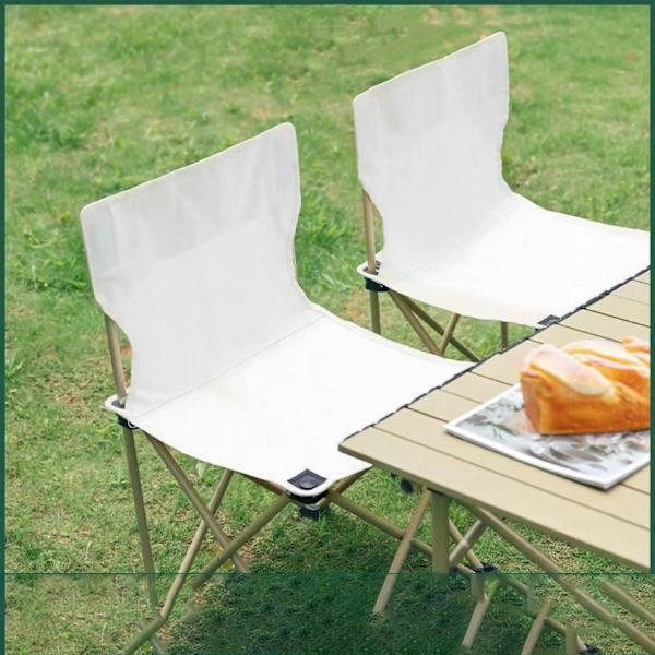 Camping Foldbar Stol Jernrør Oxford Klud Bærbar Udendørs Skammel til Fritid Strand Picnic Beige 39x39x65cm/15.35x15.35x25.59in