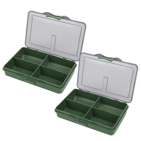 2 stk Fiskekrok Agn Gadget Box Mini PP Oppbevaringsboks Etui for fiskeutstyr Tilbehør 4 rom