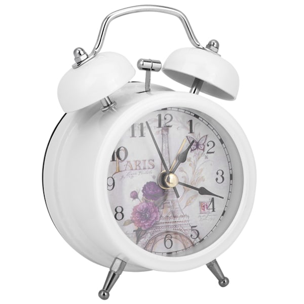 Mini Metal Digital Alarm Clock Mute med lampor blinkande klocka för Sovrum Student Vit