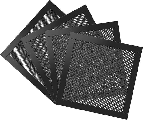 140 mm støvfilter Kompatibel med computerblæser, [4-pak] magnetisk ramme PC-blæserstøvnet PC-kølefilter støvtæt PVC-dæksel computerblæsergitter - sort