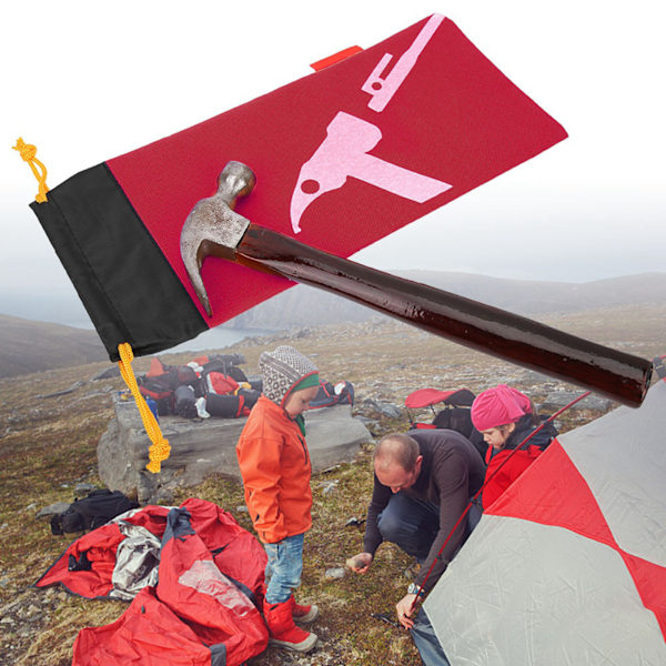 Telt Camping Teltpløk Hammer Naglepose Sort Peg Nails Stake Opbevaringspose (rød)