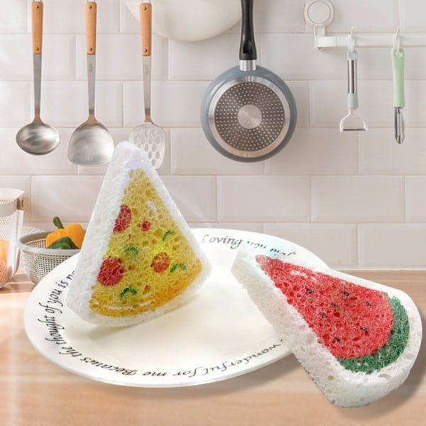 Söpö piirretty painatus Kompressoidu selluloosa Sieni Pesusieni Keittiön puhdistusvarusteet pizzan pesuun