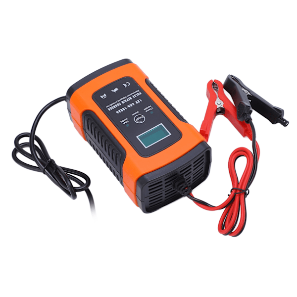 3-stegs automatisk smart batteriladdare LCD-skärm Multifunktionell laddare AC100‑240V för elfordon EU-kontakt