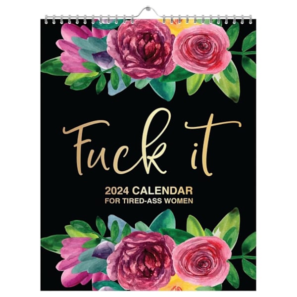 2024 Wall Sweary Calendar with Hook Funny Monthly Swear Words Hängande kalender Skrivbordskalender för trötta kvinnor 8,3 X 10,6 tum