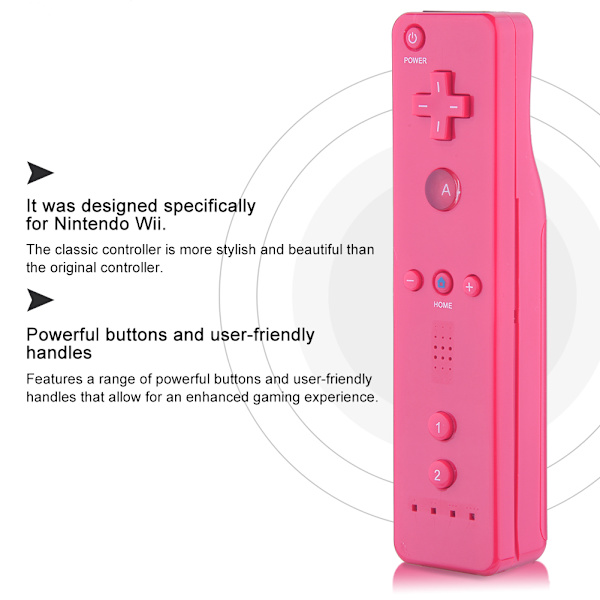 Analog Joystick Gamepad Controller til WiiU/Wii-konsollen (rosa)