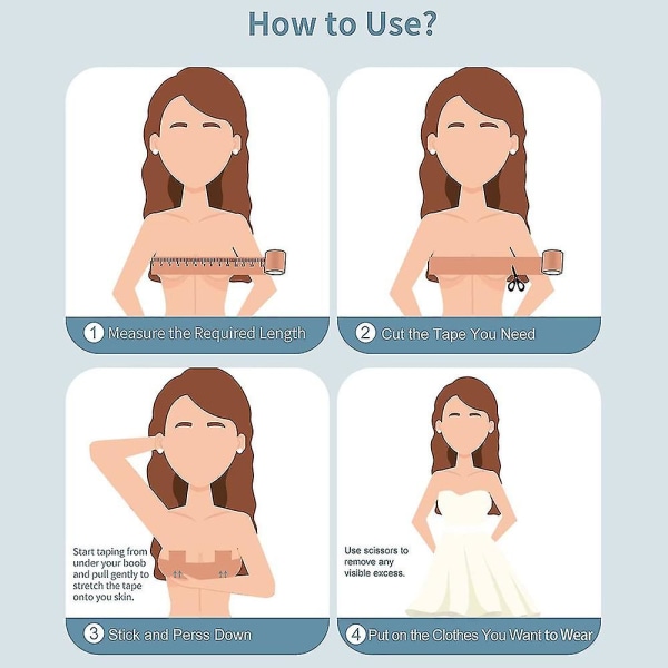 Brösttejp för kvinnor, Byt ut din BH Instant Brösttejp för Ae, Osynlig brösttejp för bröstlyft, Hudvänlig, Vattentät, Svettsäker